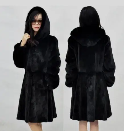 

Женская куртка из искусственного меха, черного или белого цвета, с капюшоном, повседневная верхняя одежда, 2021 мех, K515, размера плюс