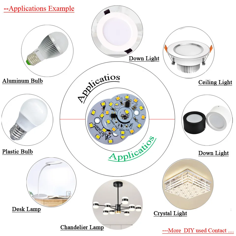 AC220V 5W 44mm LED Module Light PCB Aluminum plate Warm/Natural/White SMD2835 Smart IC Driver Bulbs Downlight Ceiling Lamps DIY | Освещение