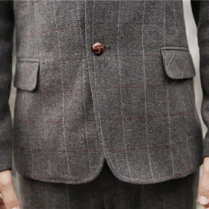 jacket Мужские приталенные костюмы на заказ, мужские пальто, одежда на заказ, Костюм Джентльмена из твида, мужской пиджак, брюки, жилет - Цвет: jacket