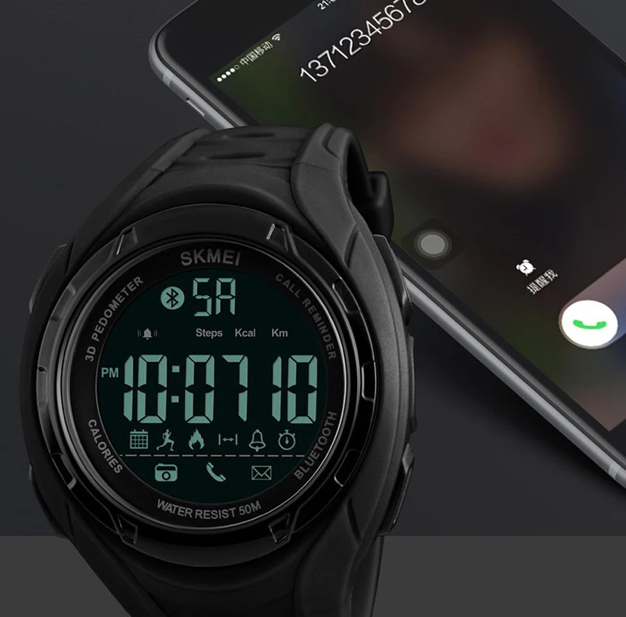 Смарт часы SKMEI zk30 мужские с шагомером и Bluetooth|Мужские электронные часы| |