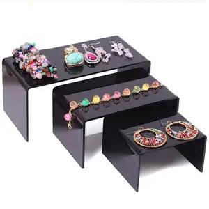 hot sale clear black jewelry display stand toy mobile wallet shoes bracelets display plexiglass 3pcslot necklace earring shelf free global shipping