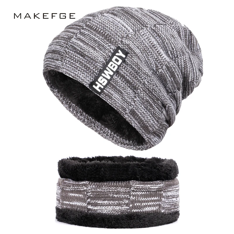 

New winter hats men's scarf knit mask Gorras loose men's and women's warm and comfortable ski scarf patch male beanie caps bone