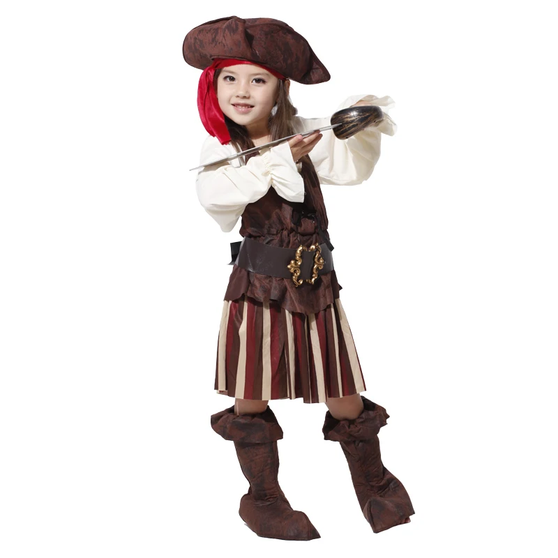 Новогодний костюм на Хэллоуин для девочек пиратский капитан Джек стандартная