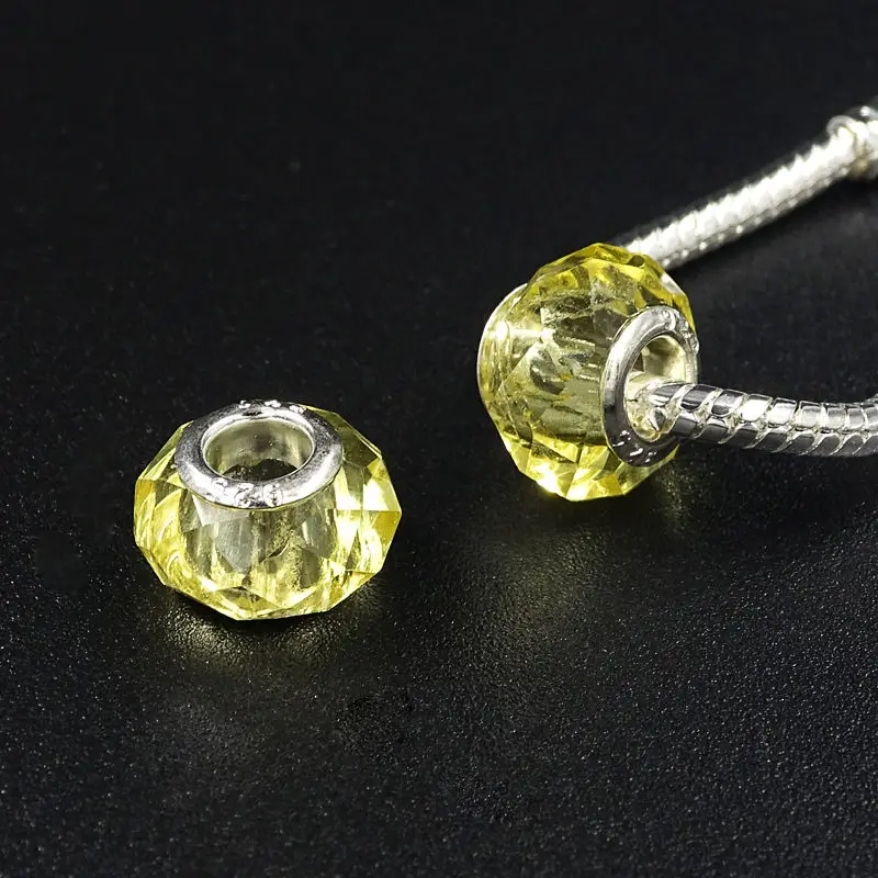Yellow 10 шт./лот граненое муранское стеклянные бусы, амулеты, подходящие для европейского стиля Pandora Браслеты и ожерелья DIY Аксессуары - Цвет: Yellow
