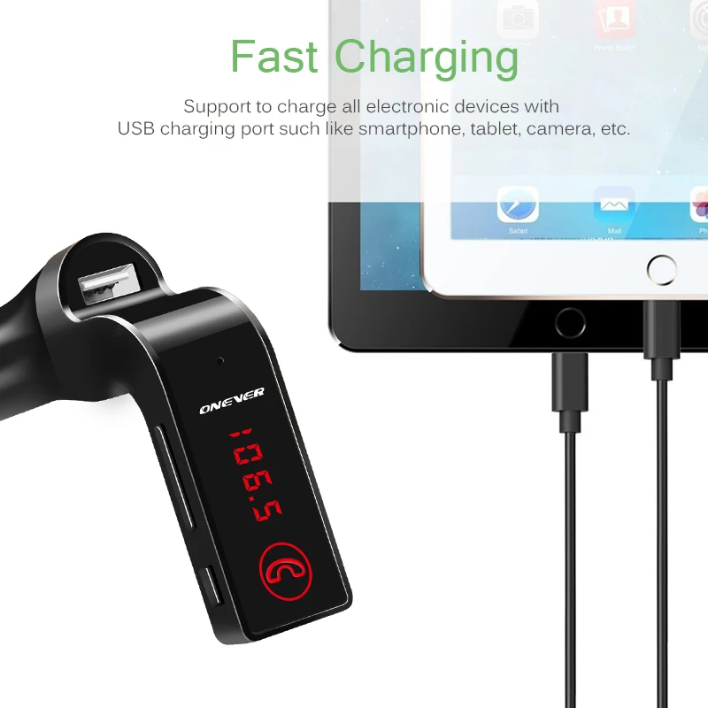 ONEVER fm передатчик громкой Bluetooth гарнитура для авто Беспроводной MP3 Радио модулятор