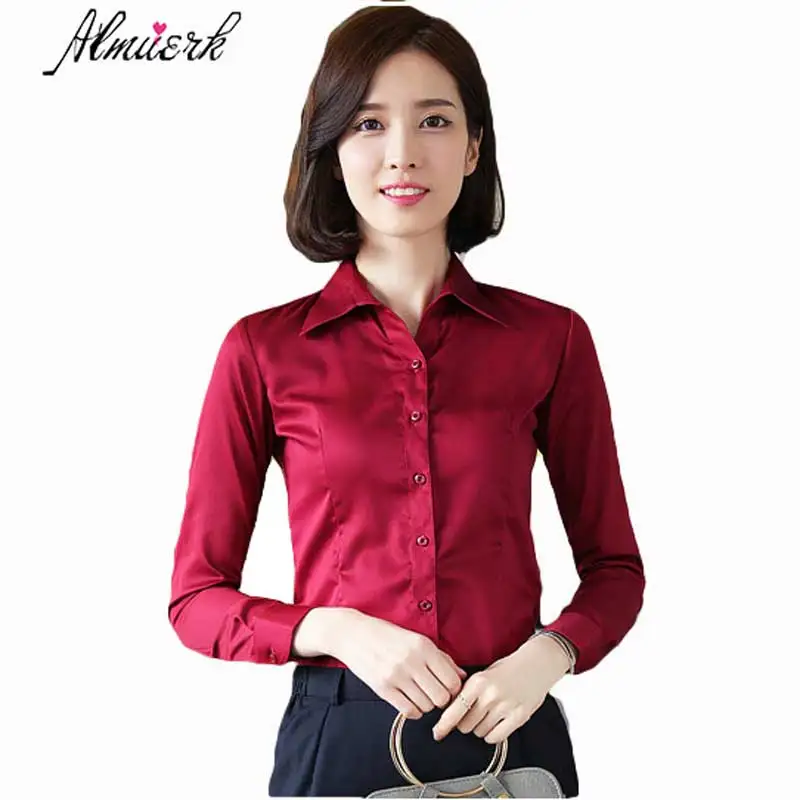Женская хлопковая блузка с длинным рукавом, приталенная белая рубашка в Корейском стиле, рабочая одежда, большие размеры, Z026, осень 2018
