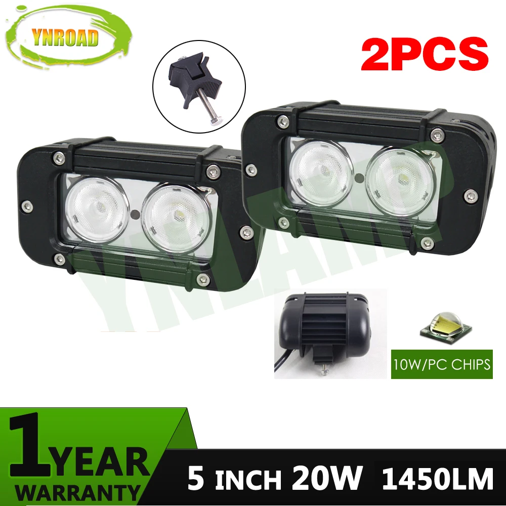 

YNROAD 2pcs NEW 20w 5inch single row Led Light Bar Driving Offroad Light Spot/flood 10V- 70V for 4x4 ATV UTV USE IP68 for pair