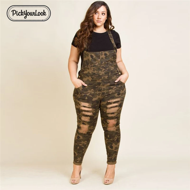Женские комбинезоны большого размера плюс Pickyourlook повседневные камуфляжные с