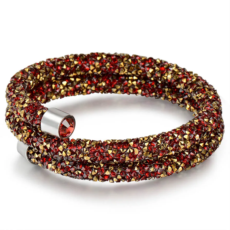Red Gold-2 Layer RAVIMOUR модный браслет из нитей для женщин и мужчин, ювелирные изделия, хрустальные подвески, браслеты и браслеты, костюм, манжета, браслет, Bijoux Femme, Новинка - Окраска металла: Red Gold-2 Layer
