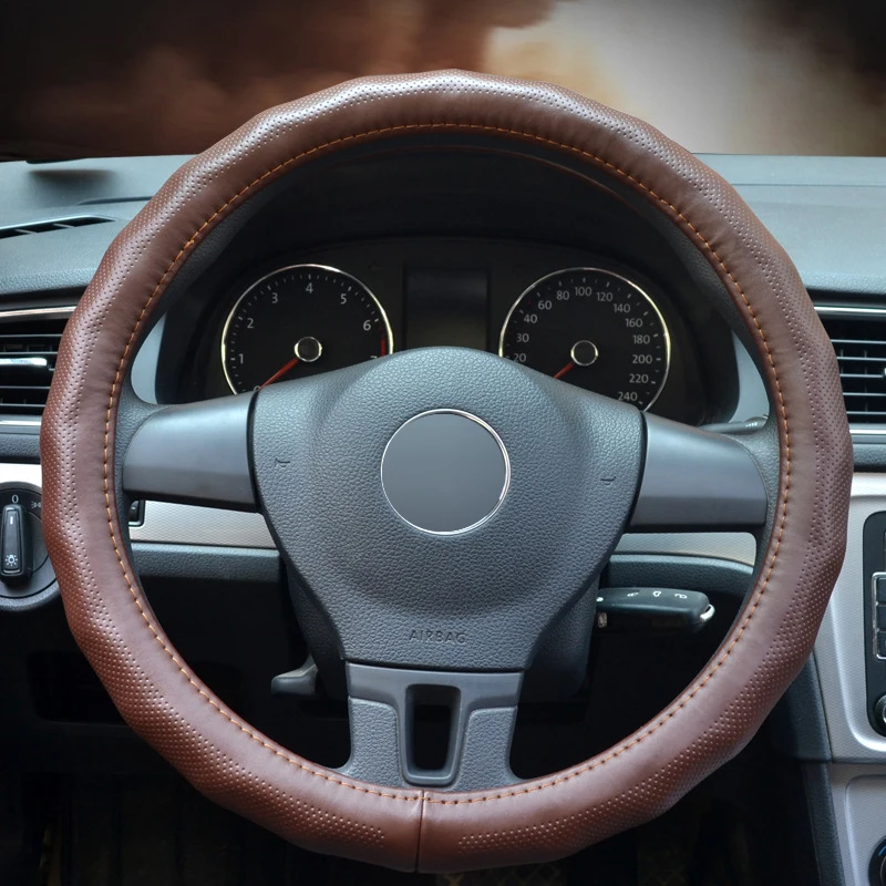 Car Steering Wheel Cover Genuine Leather Wear resistant Styling Braid on The Steering-wheel Automotive Accessories | Автомобили и