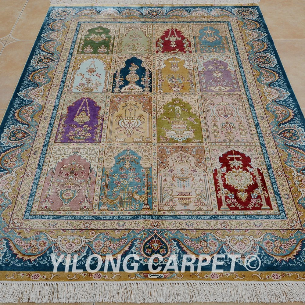 Традиционный садовый коврик Yilong 4 'x 6' всесезонный дизайнерский иранский