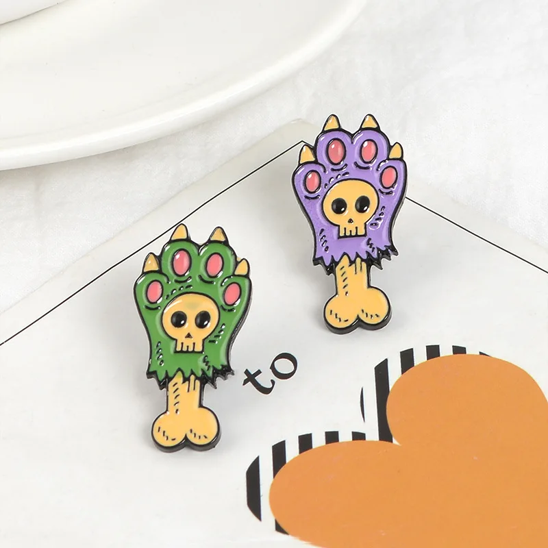 2019 эмалированный значок с изображением животных собак кошек лап костей панк