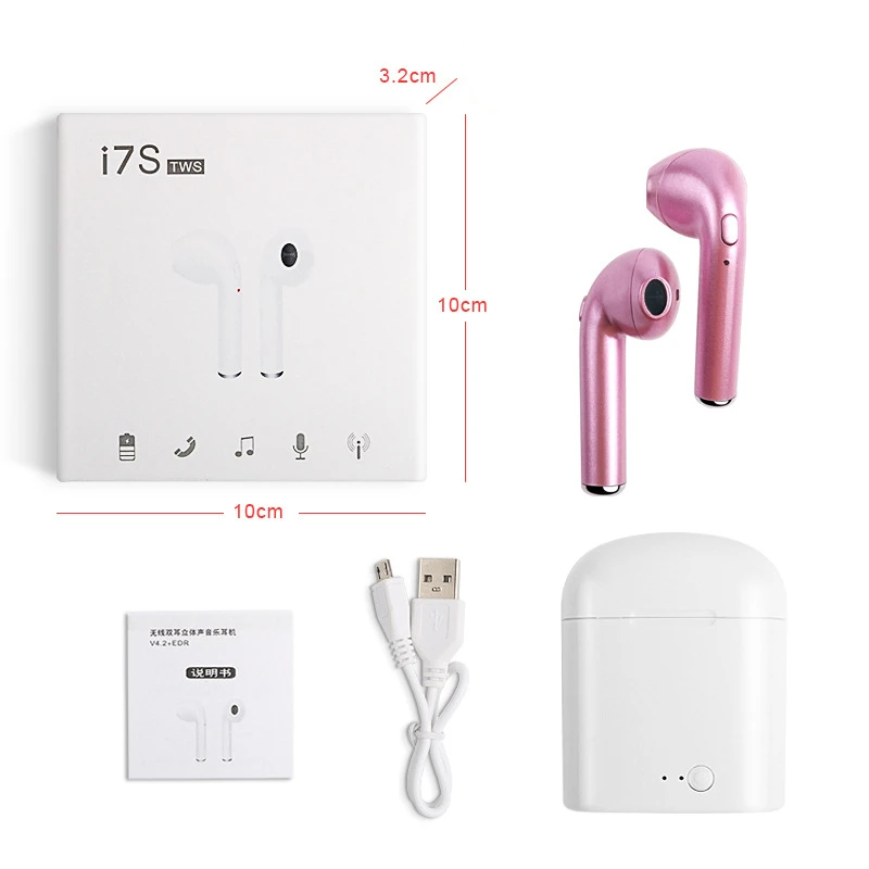J With Charging Box I7 TWS мини беспроводные наушники Bluetooth 5,0 спортивные наушники стерео гарнитура с микрофоном для iPhone Xiaomi samsung huawei - Цвет: J With Charging Box