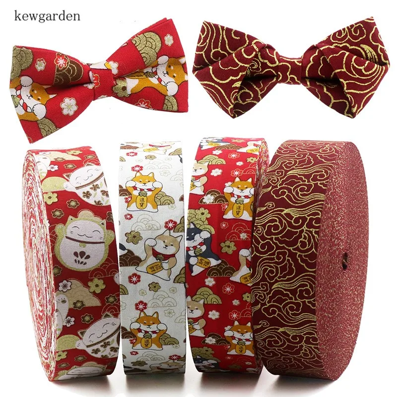 Kewgarden ткань с мультяшным котом для разных звеньев искусственная лента