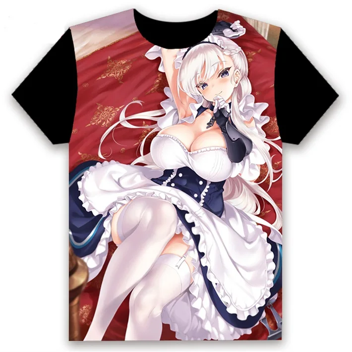 9 Мужская футболка Аниме игры Azur Lane akagi kaga illustrious Printed cosplay с коротким рукавом унисекс черные футболки топы Летняя одежда - Цвет: 9