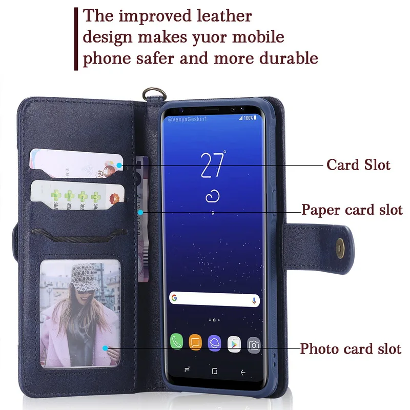 Чехол для samsung Galaxy Note 10 9 8 S10 5G S9 S8 плюс флип автомобильный Магнитный чехол-держатель бумажник телефон 2 в 1 съемный чехол S10E