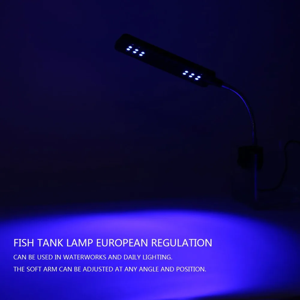 Высокое качество 48 LED аквариумные рыбные растения 2 режима клип белый и синий свет