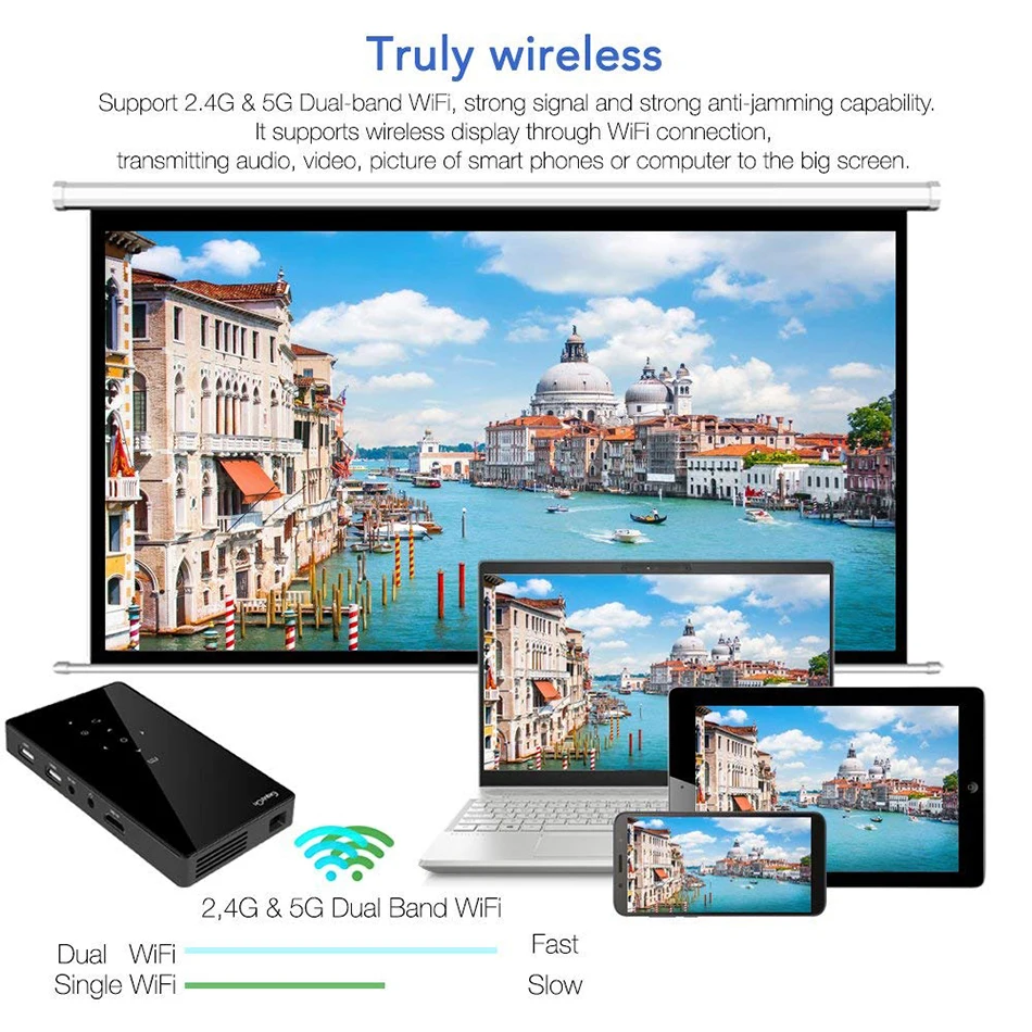 D13 Android 7,1 Портативный мини DLP проектор с умная сенсорная панель WI-FI Bluetooth 150ANSI люмен 4K проектор LED проектор домашний Кино
