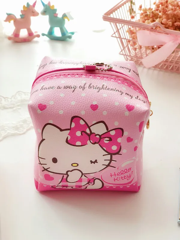 Новая квадратная сумка для хранения Hello kitty из ПУ кошелек на молнии косметичка EX