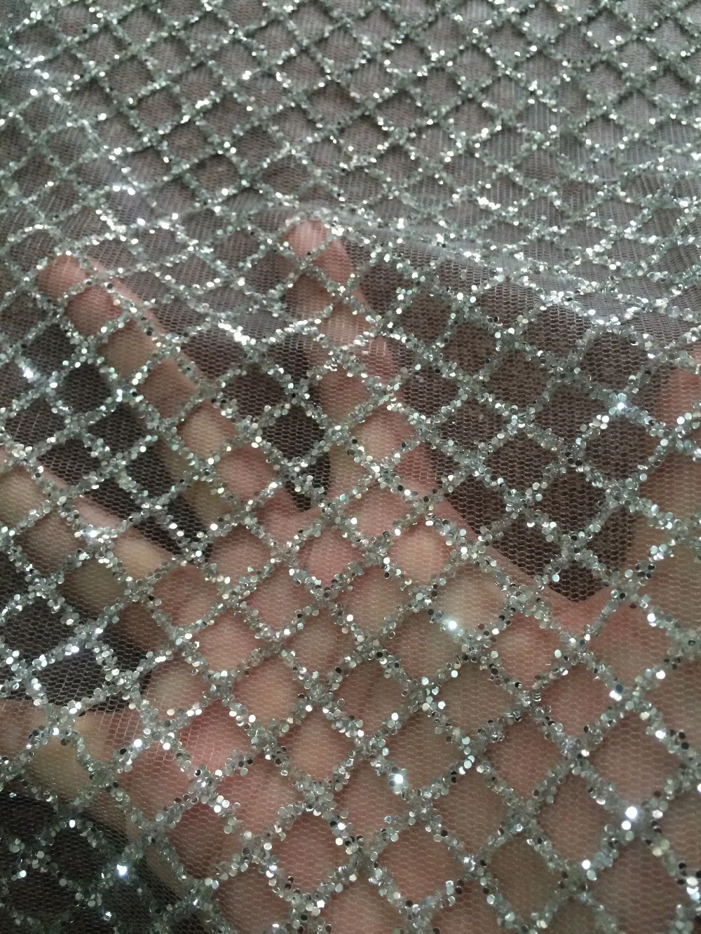 Серебряное кружево с блестками французское Тюлевое модное Африканское