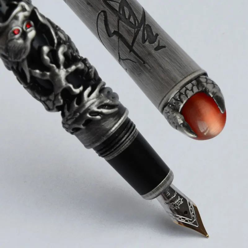 JINHAO DRAGON KING PLAY PEARL античная серебряная кисть с отделкой EMBOSS 18KGP прекрасная перьевая