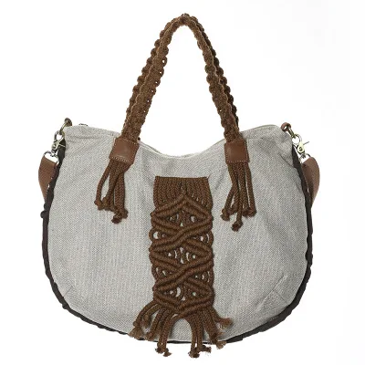 

New Coming Appliques Women Casual Tote!Hot Lady big Shoulder&Crossbody bags Fashion National Canvas Appliques Tassel Carrier