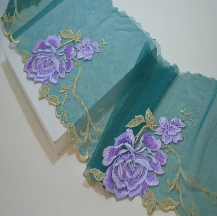 Экспорт высокое качество 2 ярда Золотой Фиолетовый Цветочный Изысканный вышитый