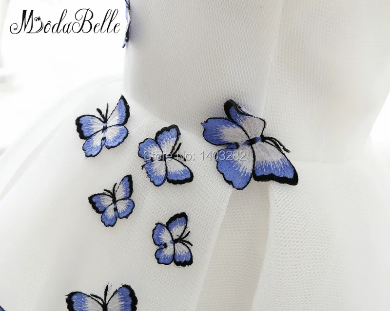 В наличии 2017 белые маскарадные платья Короткие Выпускные с вышивкой бабочки