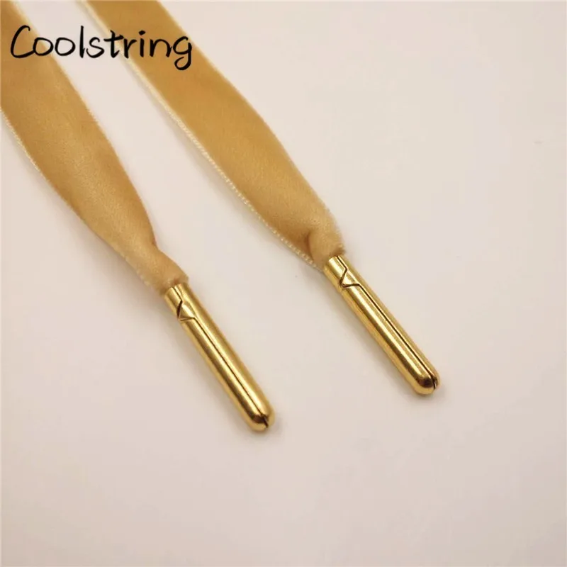 1622-2 Apricot Gold Coolstring Новые плоские односторонние вельветовые шнурки фантастические нейлоновые шнурки для обуви с металлическими наконечниками кроссовки спортивные шнурки - Цвет: 1622-2 Apricot Gold