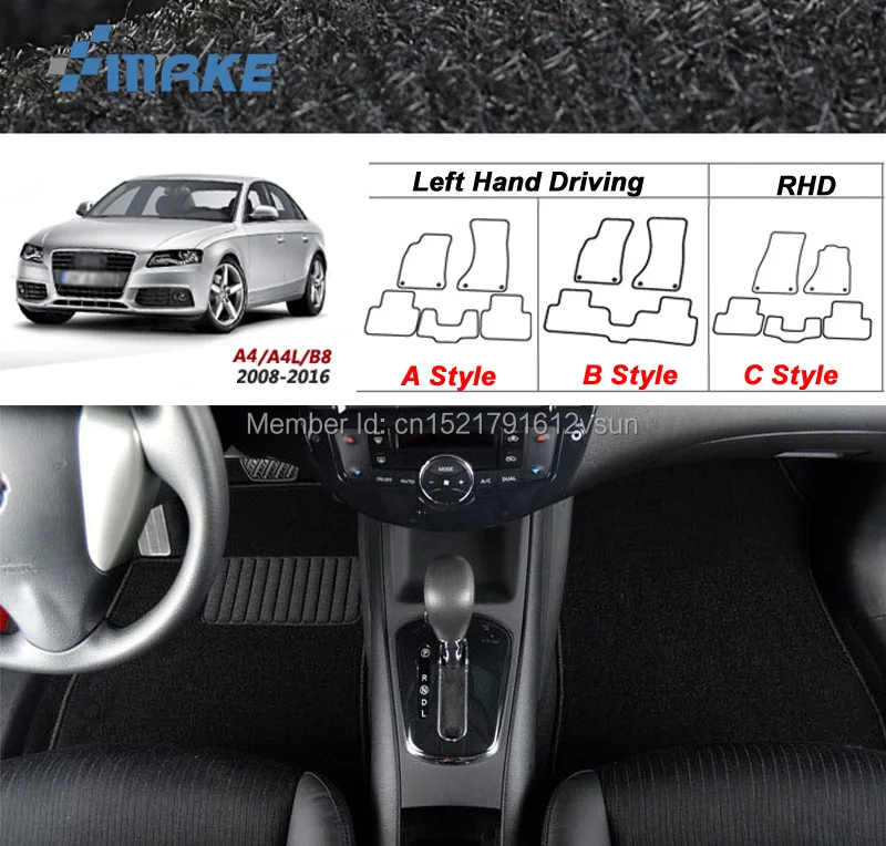 

Автомобильные коврики smRKE для Audi A4 2008-2016, коврики, индивидуальные Противоскользящие коврики из гидрофильного волокна, передние и задние, пол...
