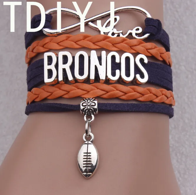 TDIYJ Seahawks Broncos Многослойные плетеные кожаные браслеты с подвесками для женщин Мода
