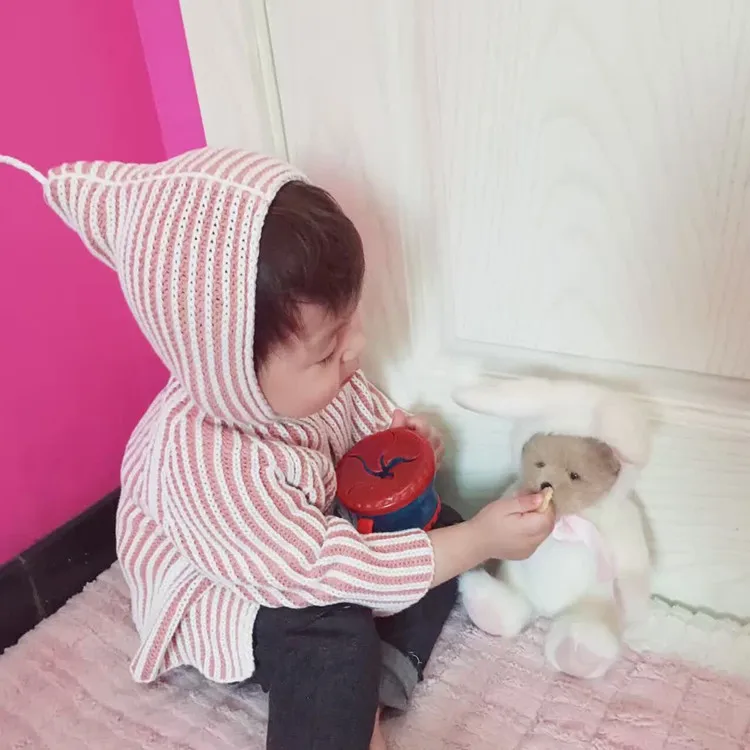 Детский вязаный кардиган Осенний свитер с капюшоном одежда для мальчиков