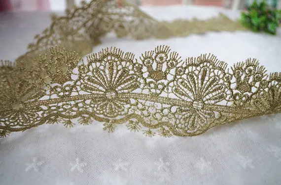 

Metallic Gold Lace Trim Gold Crochet Lace With Elegant Floral Wedding Decors