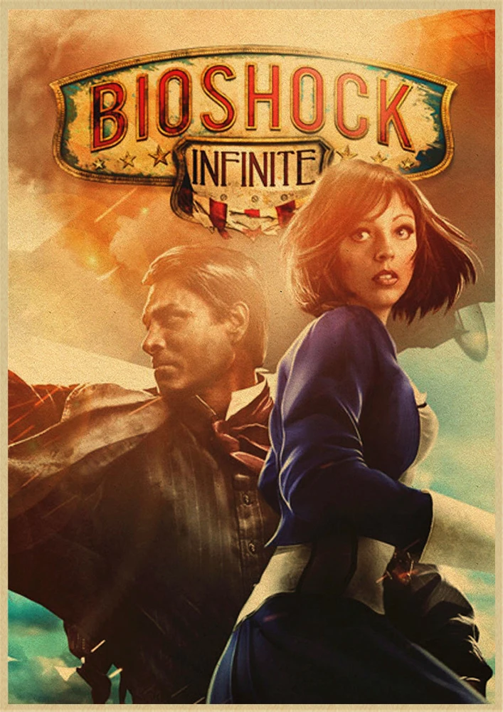 BioShock Retro poster Home Furnishing decoration Kraft Game Poster Drawing Painting Wall stickers - Цвет: Цвет: желтый