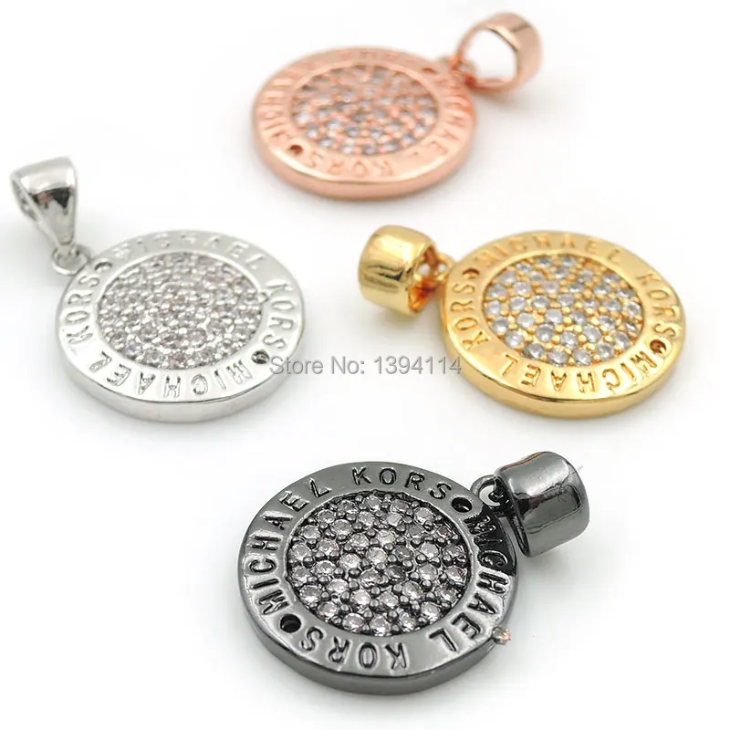 16*14*2 мм Micro Pave Clear CZ круглое очарование подходит для мужчин и женщин делая ожерелья ювелирные изделия