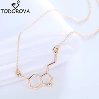 todorova serotonin molecule chemistry polygon necklaces pendants long chain necklaces for women minimalist statement jewelry