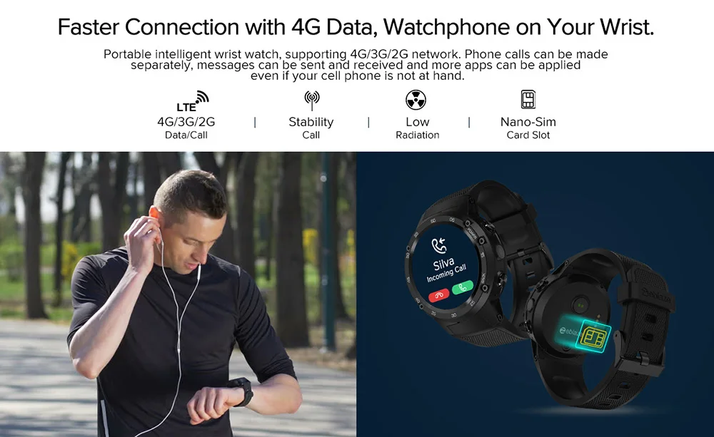 Смарт-часы Zeblaze THOR 4, 4G, 1,39 дюйма, Android 7,0, 1 ГБ ОЗУ, 16 Гб ПЗУ, gps, умные часы, 580 МП камера, мАч, беспроводные устройства