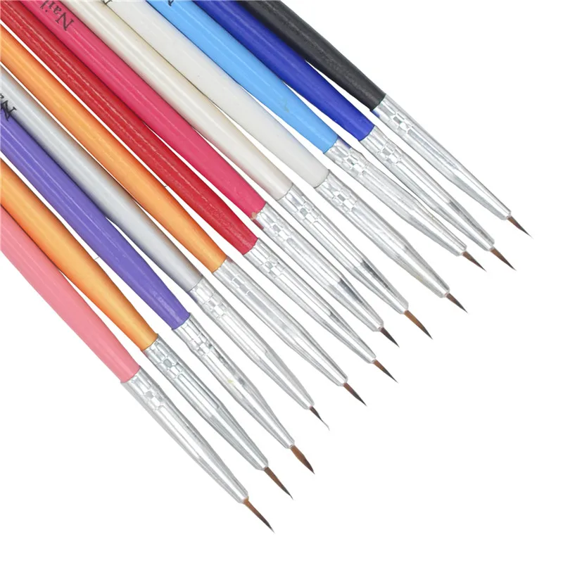 

12 Pcs Colorful Nail Art Brush Tiny Acrylic Nail Art Tips Liner Painting Drawing Pen Nail Brush Pen Tools #36