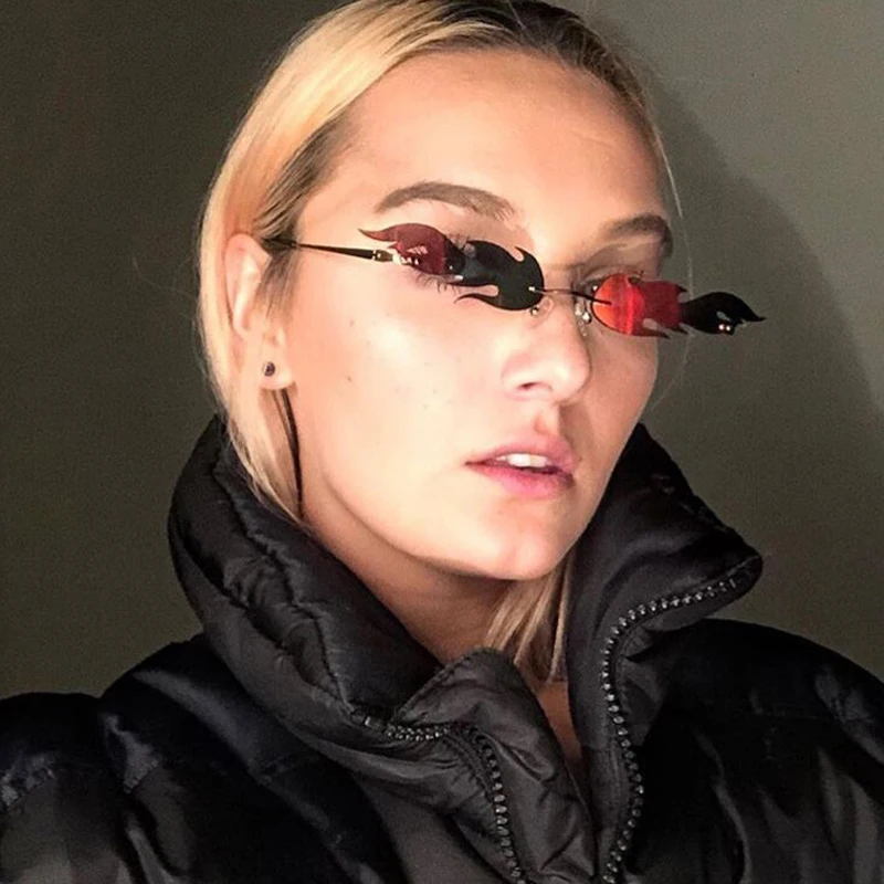 Модные солнцезащитные очки без оправы в форме листа женские брендовые