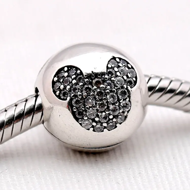 Серебряный Шарм Микки и Минни клип Подвески Мультфильм клипы шарик DIY Аксессуары