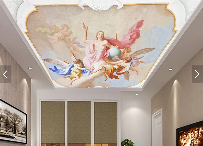 

Custom ceiling wallpaper. Angel oil painting for the living room bedroom ceiling background wall vinyl papel de parede