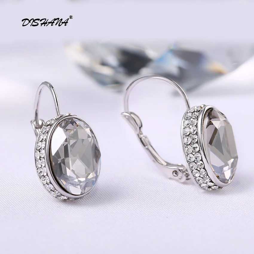 platinum plating Кристальные Висячие серьги для женщин, роскошные серьги Mujer Moda золотого цвета, модные ювелирные изделия, геометрические массивные серьги для женщин E0177 - Окраска металла: platinum plating