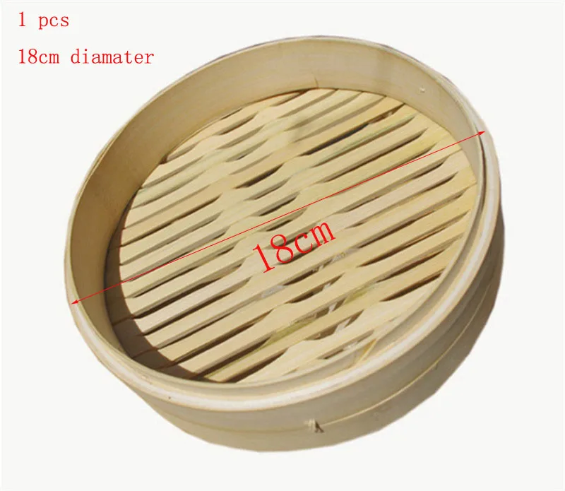 18cm steamer Одна клетка или крышка для приготовления бамбуковой пароварки для рыбы, риса, овощей, набор корзин для закусок, кухонные инструменты для приготовления пищи, пароварка для вареников, паровой горшок - Цвет: 18cm steamer