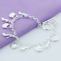 christmas gifts women jewelry silver plated charm bracelets bangles for women wedding engagement jewelry