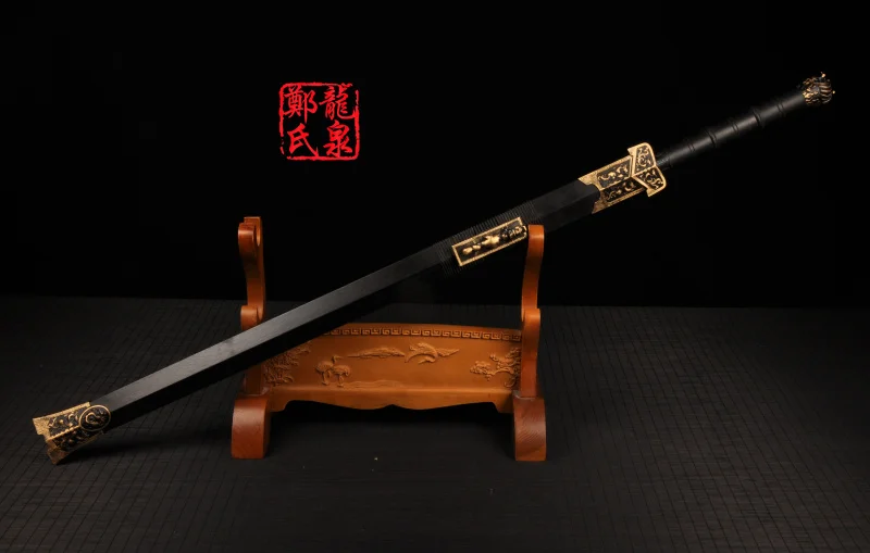 Китайский династический прямой меч Han из холодной стали Античная бронзовая Роза
