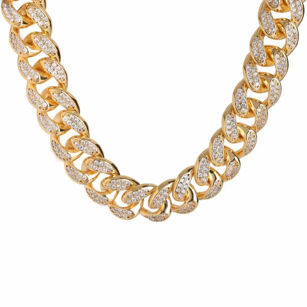 

20mm Men Women Wide Hip Hop MIAMI CUBAN LINK Coolest Chain Necklace Copper Casting Micro CZ Clasp ICED OUT Bling Jewelry