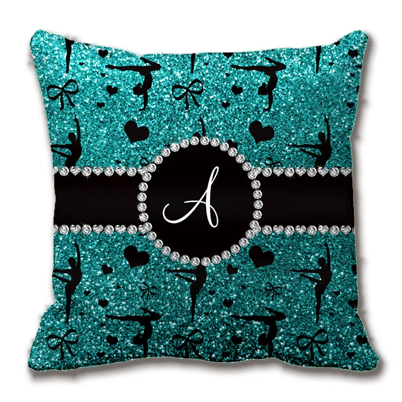 Монограмма яркий блестящий гимнастический чехол для подушки Чехол на заказ