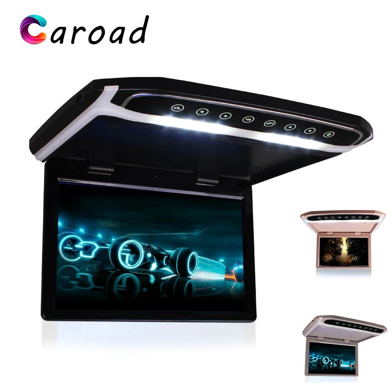 Caroad 15 6 дюймов автомобиля монитор с креплением на крышу флип вниз тонкопленочный