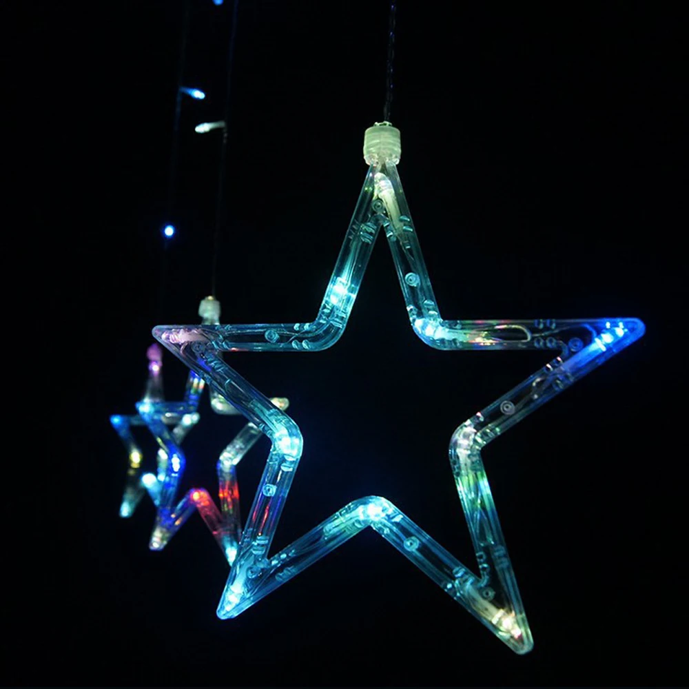 СВЕТОДИОДНАЯ Гирлянда занавеска С 12 звездами Рождественская гирлянда уличная