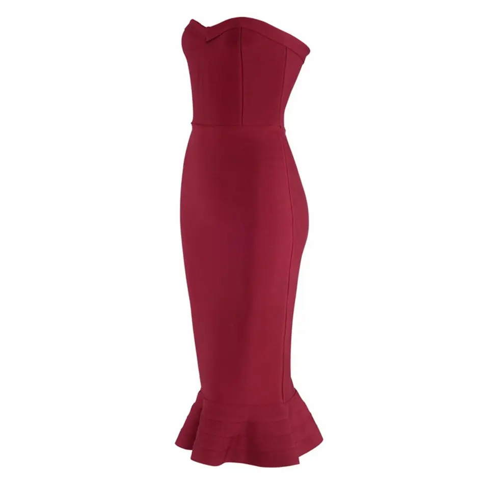 2019 New Sexy Off Shoulder Bandage Dress Summer Women Black Red Bodycon Strapless Fishtail Stretchy Robe Femme F-17 | Женская одежда